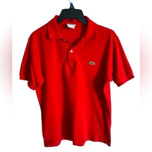 Lacoste Red Tailored Fit Cotton Youth Polo Size Small Unisex Kidscore Ac…